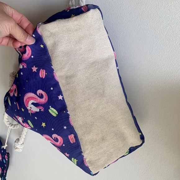 Unicorn and Macarons Canvas Beach Bag - Picture 9 of 9
